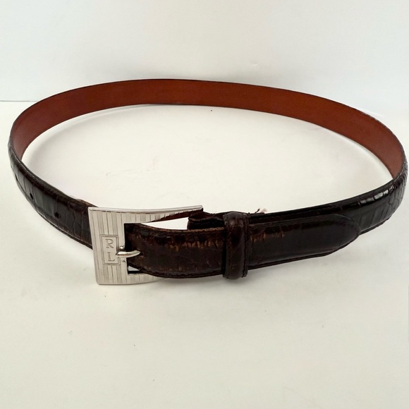 Ralph Lauren Collection Purple Label Leather Corn Embossed Silver Belt Buckle - Picture 2 of 5